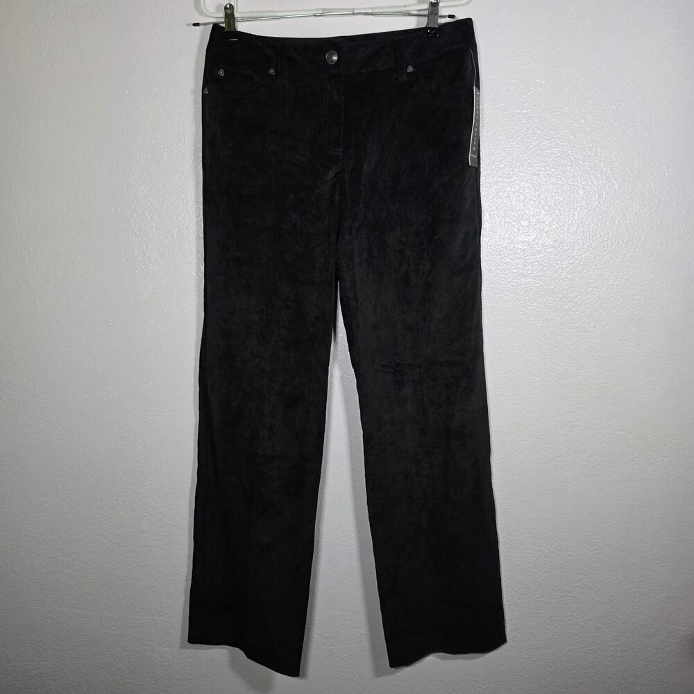 Larry Levine black textured stretch Black pants women’s 8